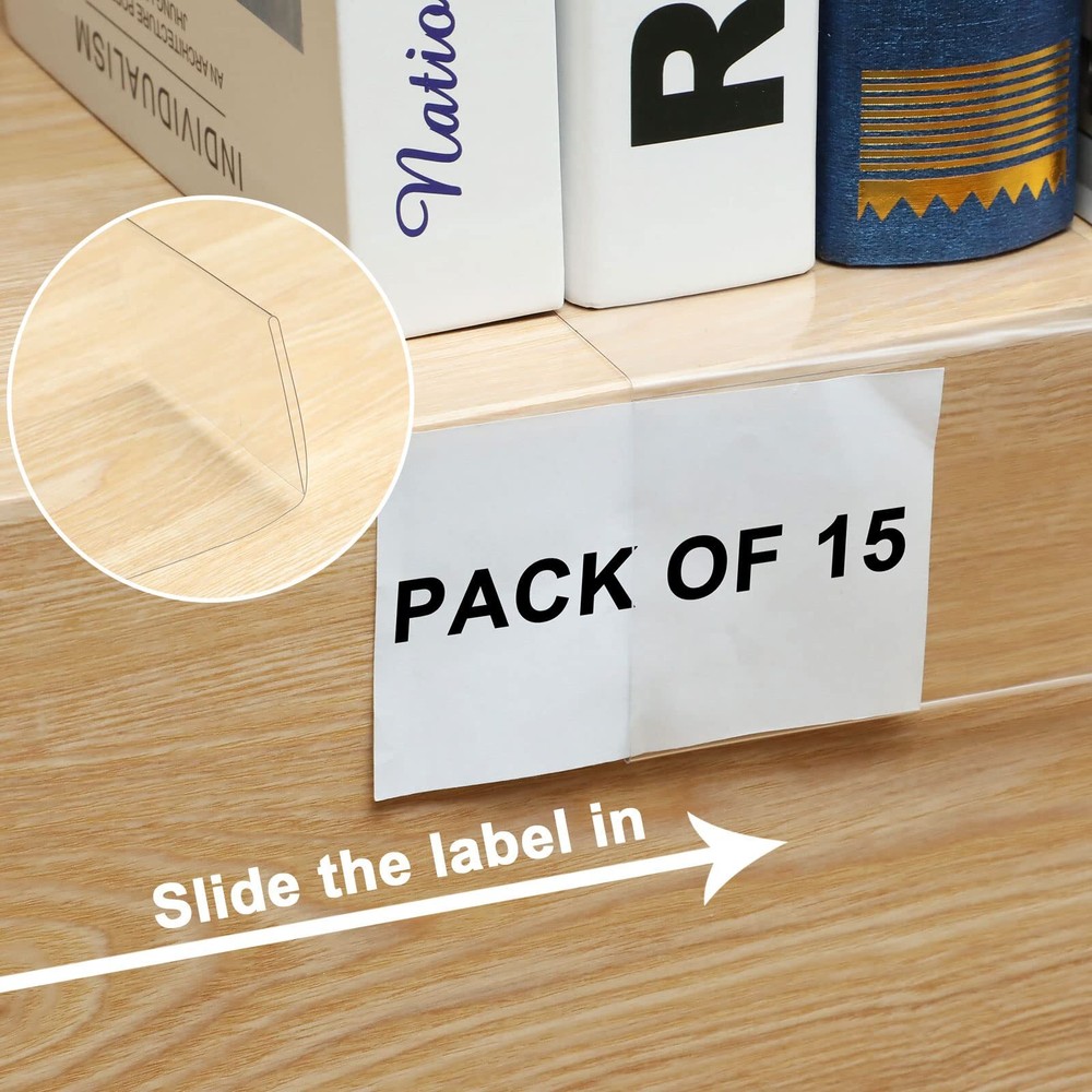 15 Pcs Moveable Shelf Label Holders Library Markers for Classroom Office Library