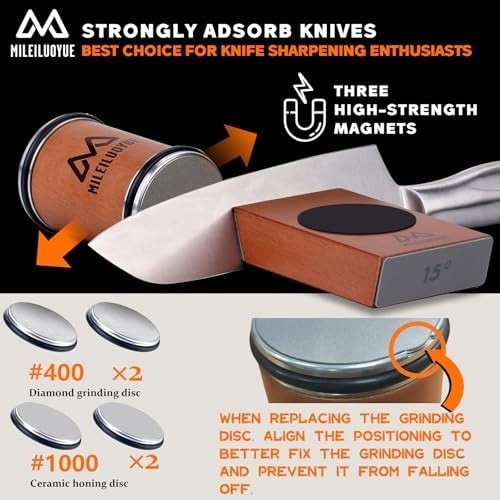 Rolling Knife Sharpener Set Diamond Ceramic Discs Professional Sharpening Kit