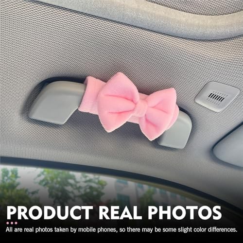 Car Inside Roof Handle Cover, Cute Bow Soft Anti-Scratch Pull Handle 2 PCS Pink