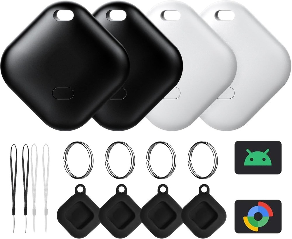 4-Pack Android Bluetooth Tracker Set with Cases | Waterproof Item Finder