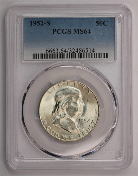 1952-S Franklin Half Dollar PCGS MS64