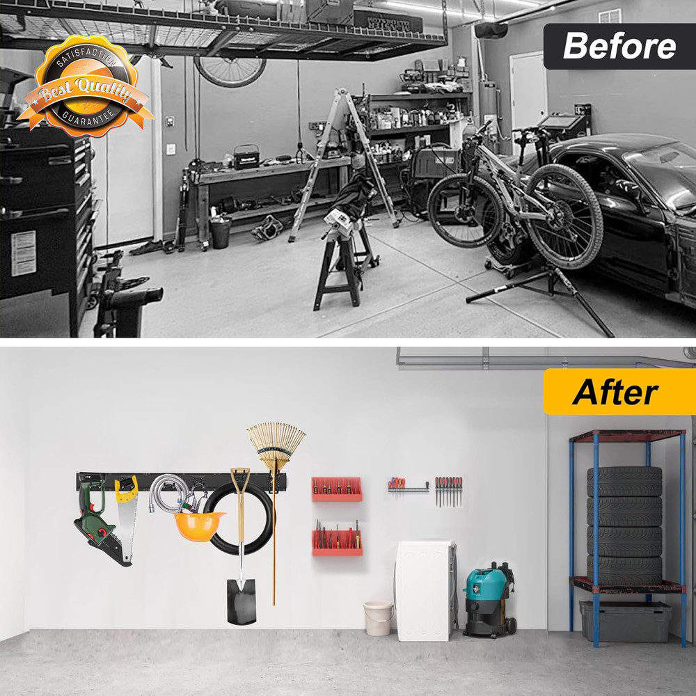 Garage Wall Tool Rack Heavy Duty Organizer Adjustable Hooks Storage 9Pcs