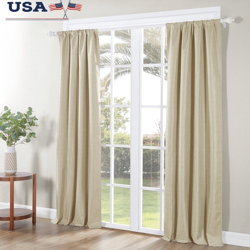 Textured 100% Blackout Indoor Curtains 2 Pack Pan