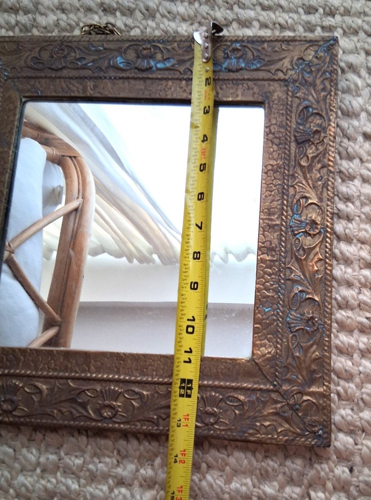 Antique Arts & Crafts Copper Repousse Mirror C1900's