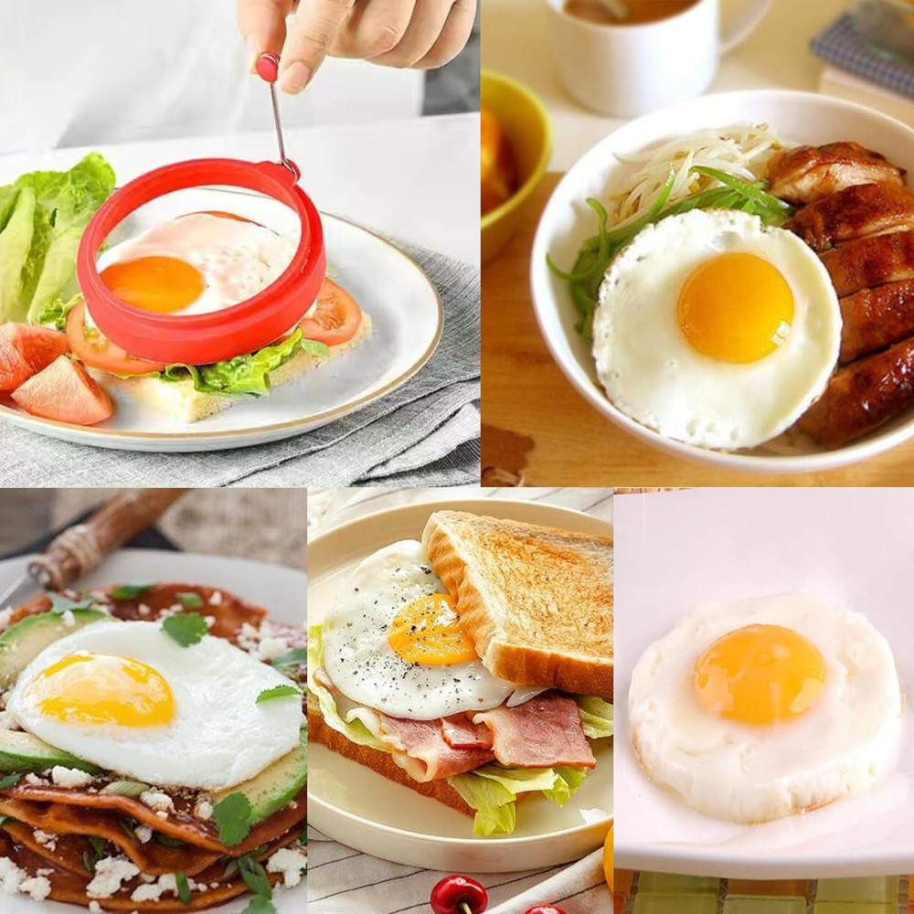 Silicone Egg Ring Molds Fried Non-Stick Egg pancakes Cooker Kitchen Tools 4Pack
