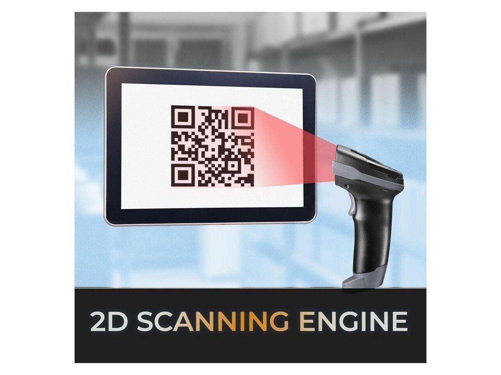 Adesso Wireless/Bluetooth/Wired 2D Barcode Scanner with Charging Cradle - Cable/