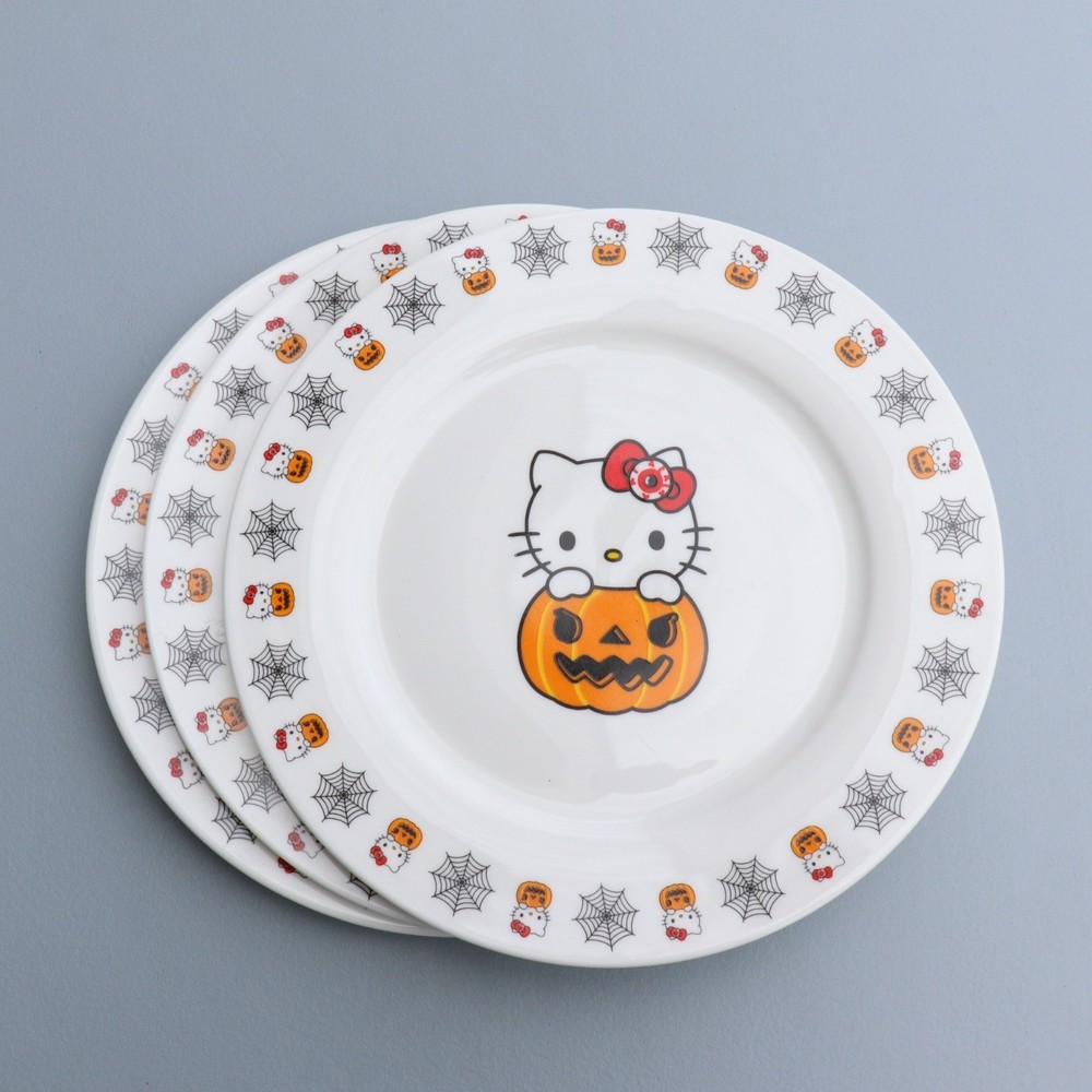 Hello Kitty Ceramic Plates 3 Pieces Halloween Pumpkin