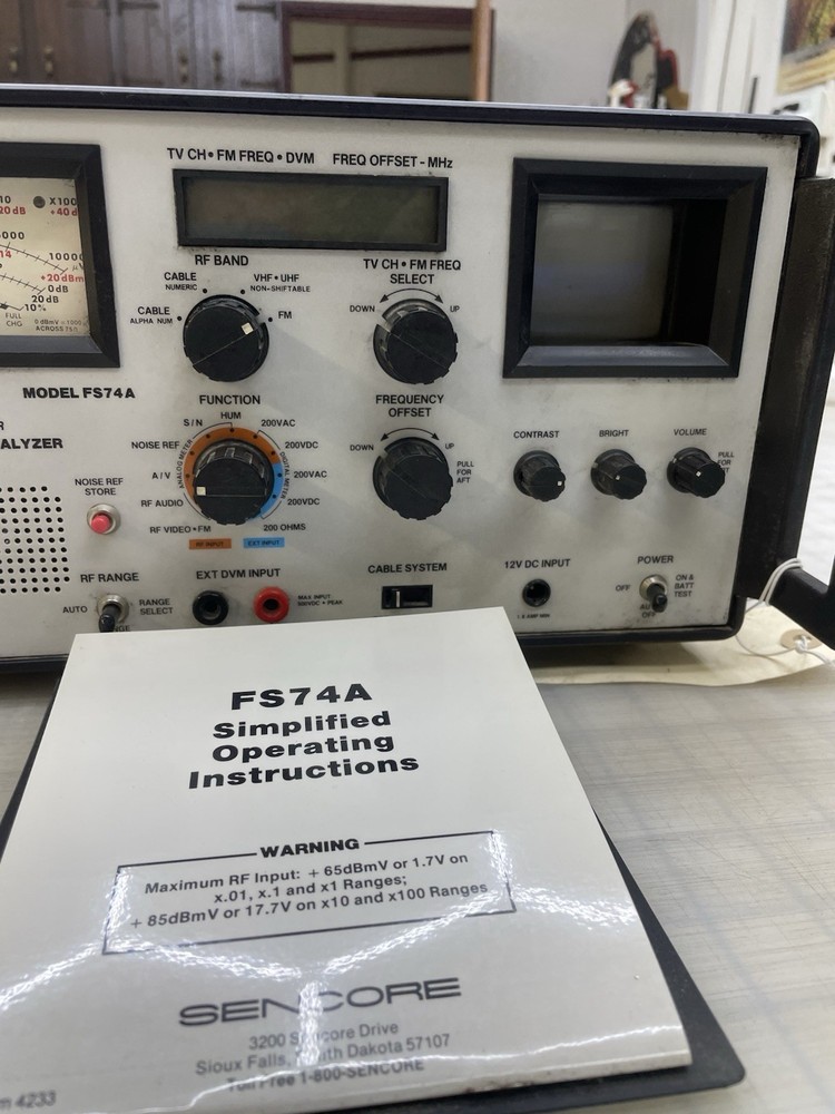 Sencore TV-RF Signal Analyzer Model FS74 A Not Tested