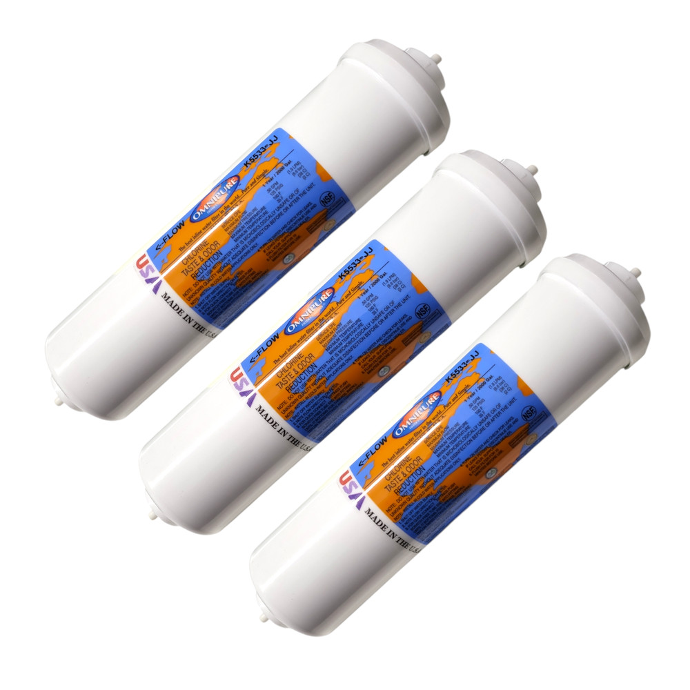 Omnipure K5533-JJ Inline GAC 10" x 2.5" Postfilter 1/4"QC 3-PACK