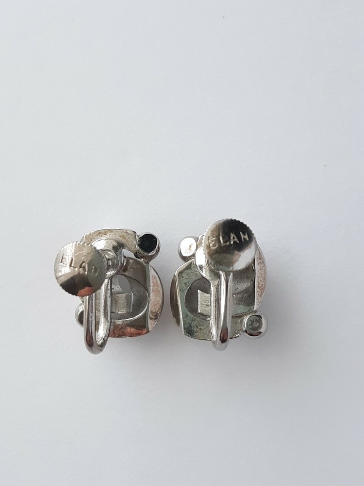 Vintage ELAN Silvertone Abstract Earrings Screw Back