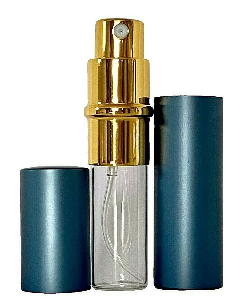 6ml 0.20oz Perfume Glass Spray Bottles Gold Atomizer Blue Casing Refillable