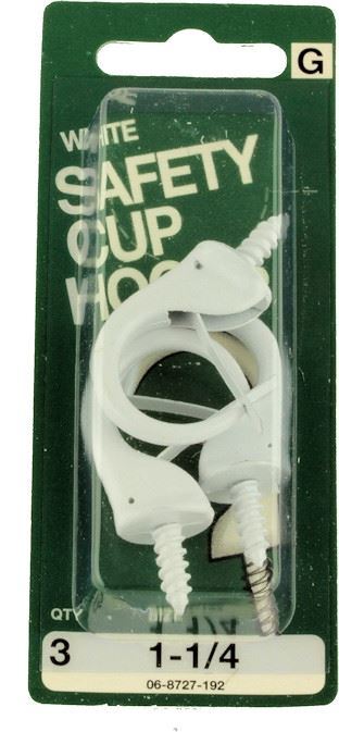 1 1/4" White Safety Cup Hook - 3 Pack (970726)