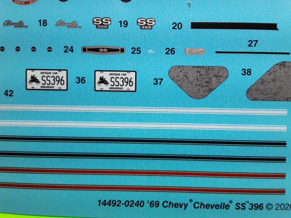 Decal Sheet 69 1969 Chevelle SS 396 1/25 Revell Scripts Emblems Dash Cluster