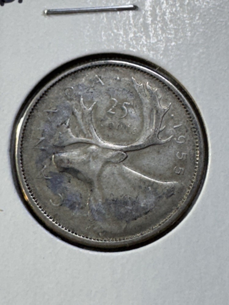 1955 Canada 25 Cents Silver Coin