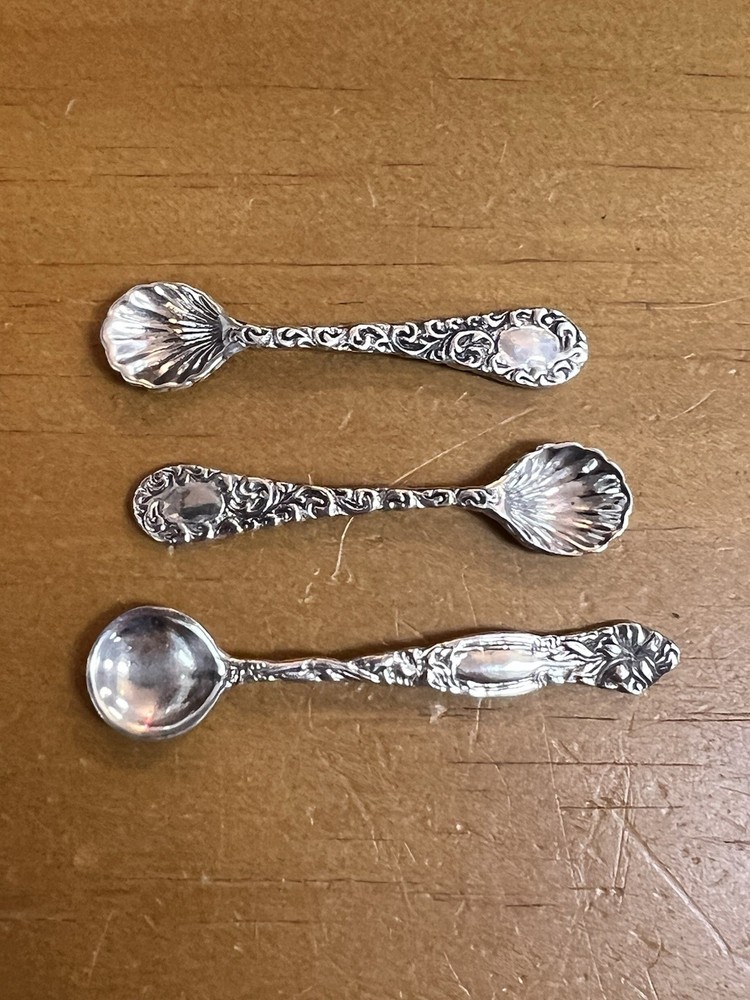 Three Vintage Sterling Silver Salt Spoons