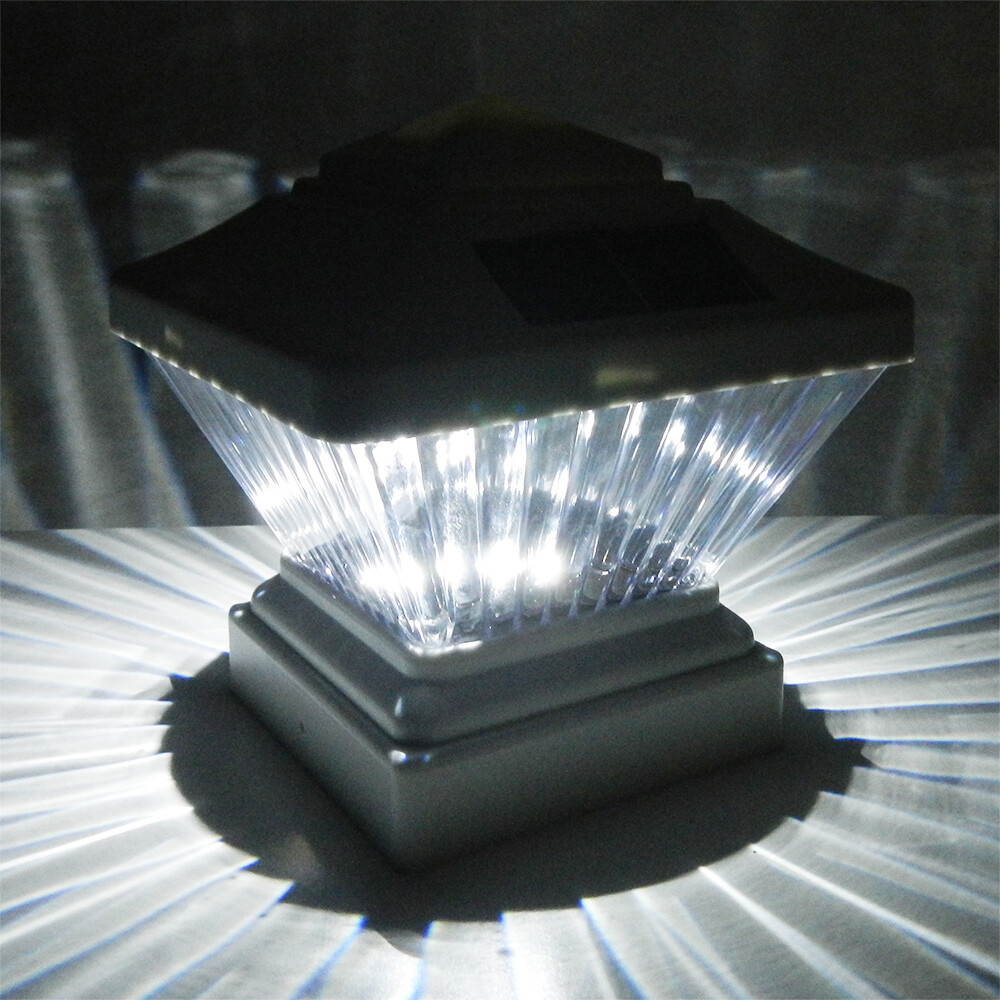 2-Pack Black / White / Copper / Silver 4" x 4" Solar Post Deck Cap LED Light