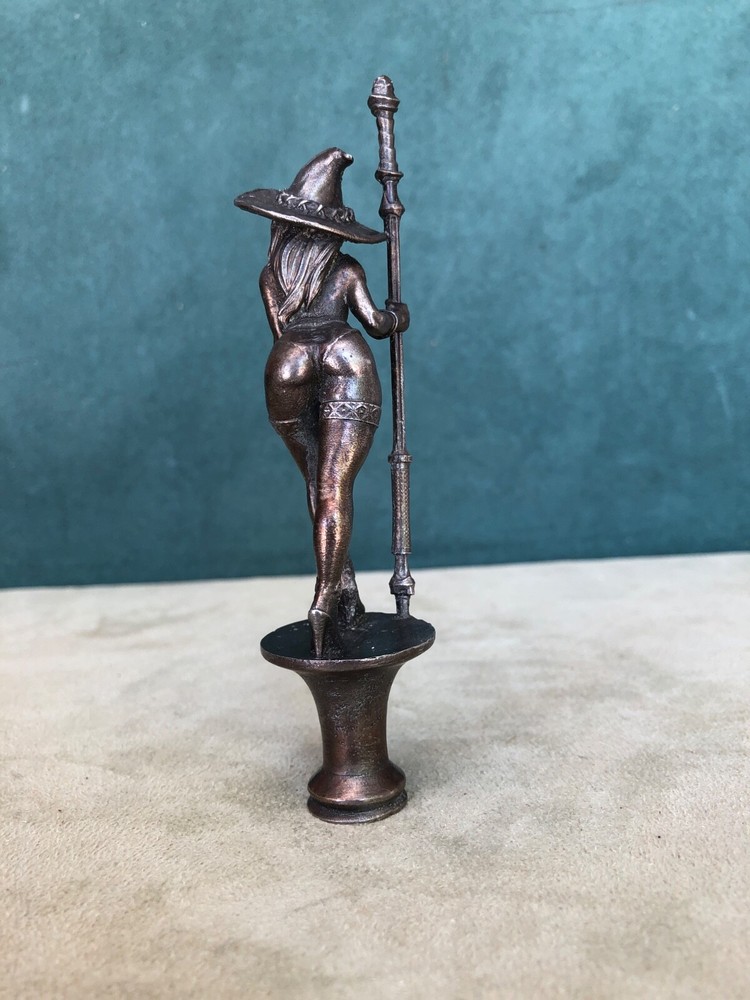 Topless Witch With Staff Pipe Tamper/Figure, Solid Fine Pewter