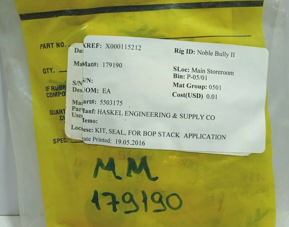 Haskel 5503175 Seal Kit For BOP Stack Application