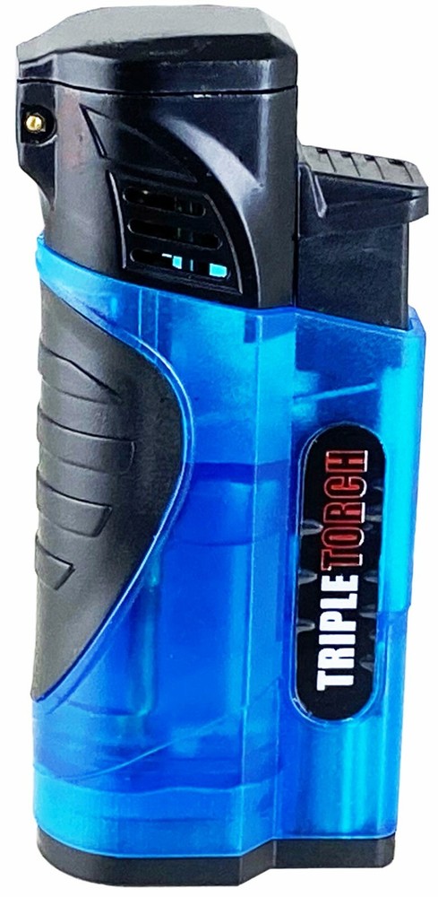 100 PACK Triple Jet Torch Lighter Adjustable Flame W/ Cigar Puncher