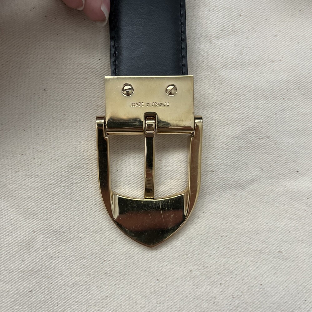 AUTH LOUIS VUITTON ADJUSTABLE EPI LEATHER BELT PREOWNED BOX BLACK