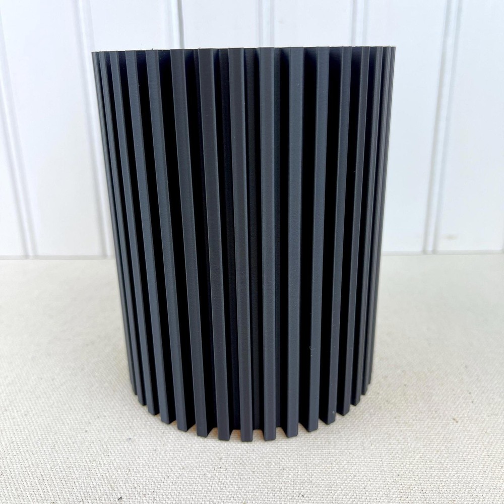 Striped Lidded Storage Container, Organizer for Desk, Vanity or Home