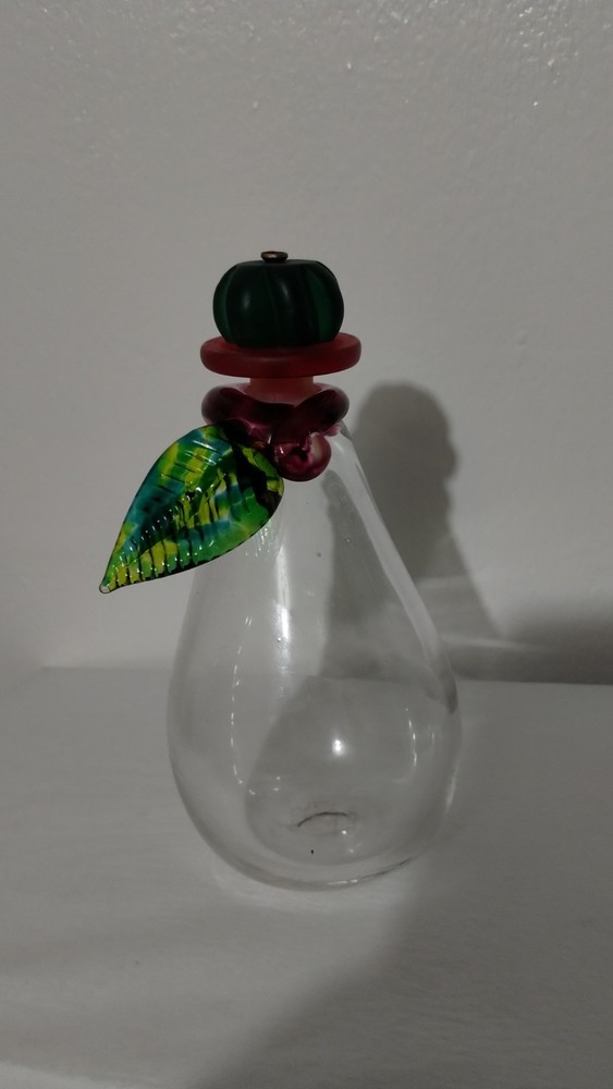 SIGNED BLOWN GLASS DECANTER - PERFUME BOTTLE 6.5"