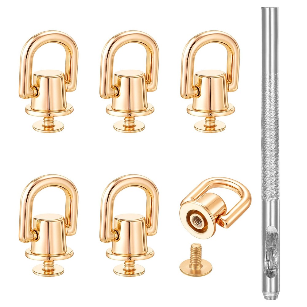 D Rings for Purse 6Pcs Gold Rotatable Leather Rivets D Ring Studs with...