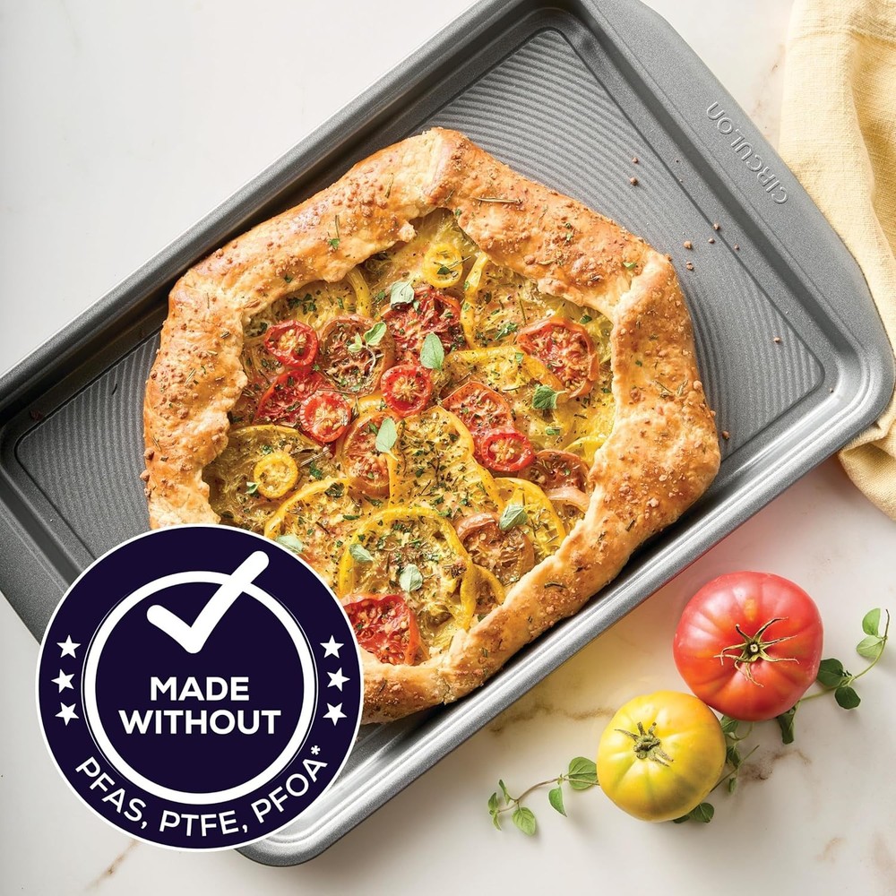 Bakeware Nonstick Cookie Pan Set Cookie Sheets Baking 2-Piece Gray