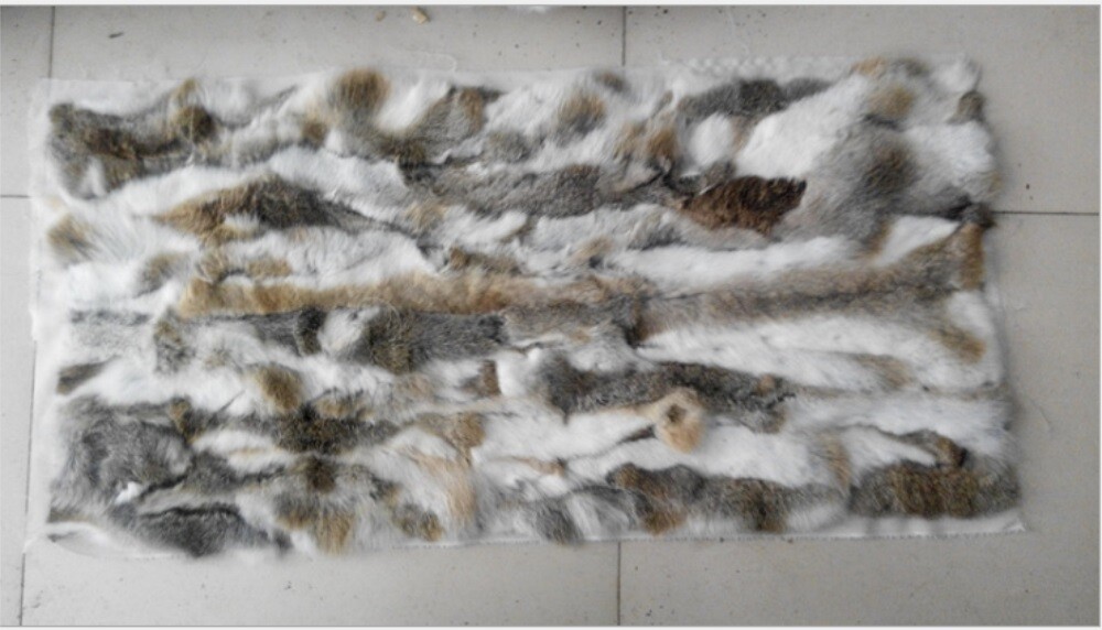 Real Rabbit Fur Throw Patchwork Blanket Winter Soft Warm Leather 43.3" X 21.6"