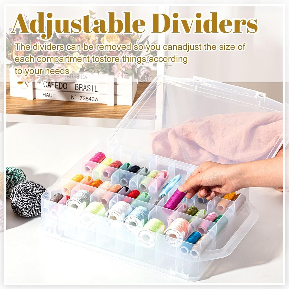 Mifoci 1 Pcs 46 Grids Sewing Organizer Double Sided Thread Box Storage...