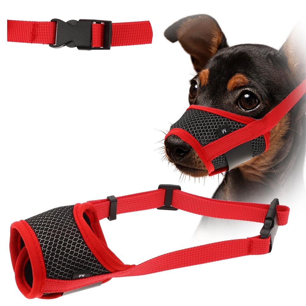 Soft Nylon Muzzle - Breathable Mesh Fabric, Anti Barking, Comfortable Adjust...