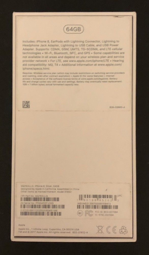 Apple iPhone 8 - 64GB Silver - NO DEVICE - BOX ONLY