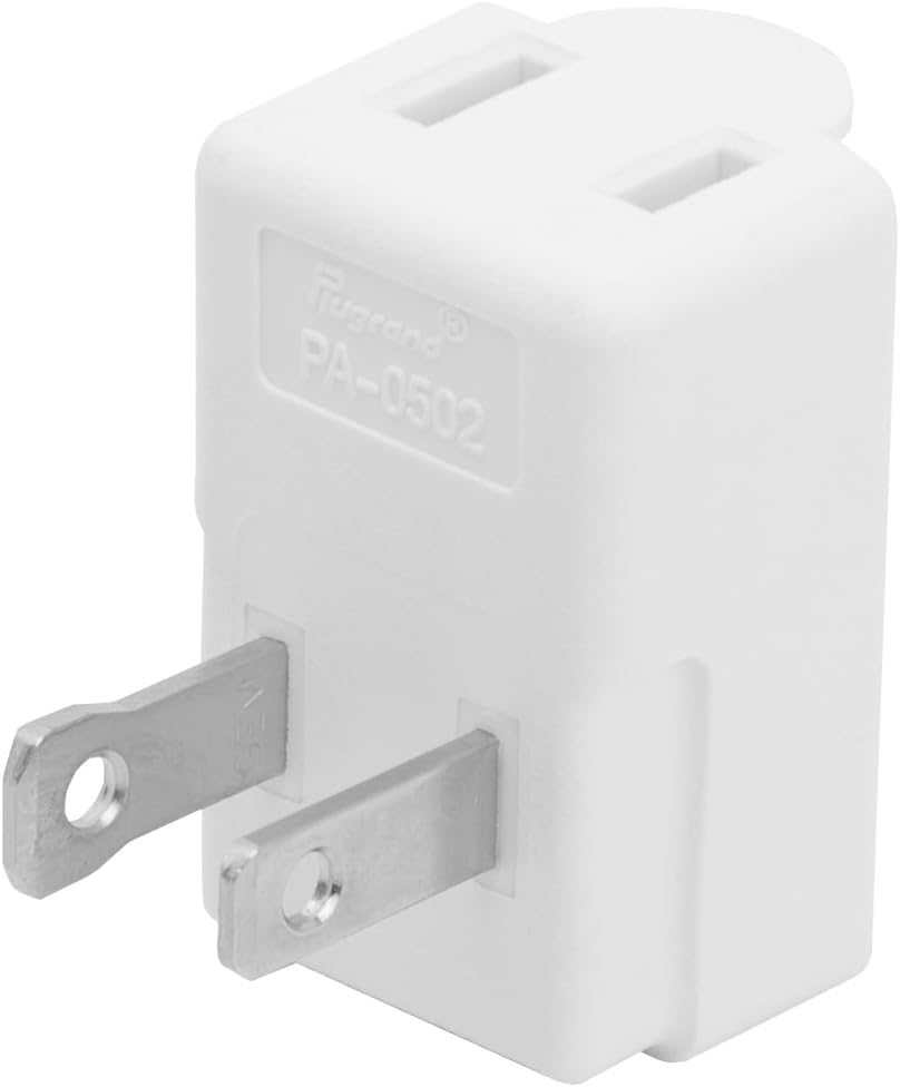 Polarized 2-Prong L Type Adapter, Vertical Right Angled down Angle AC Adapter, N