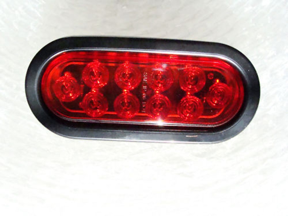 10- 6" RED Oval LED Stop Turn Tail Lights