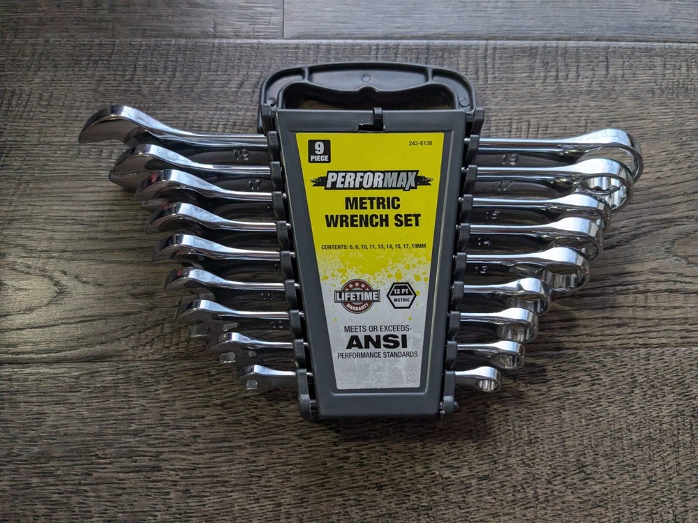 PERFORMAX 9PC Metric Combination Chrome Wrench Set