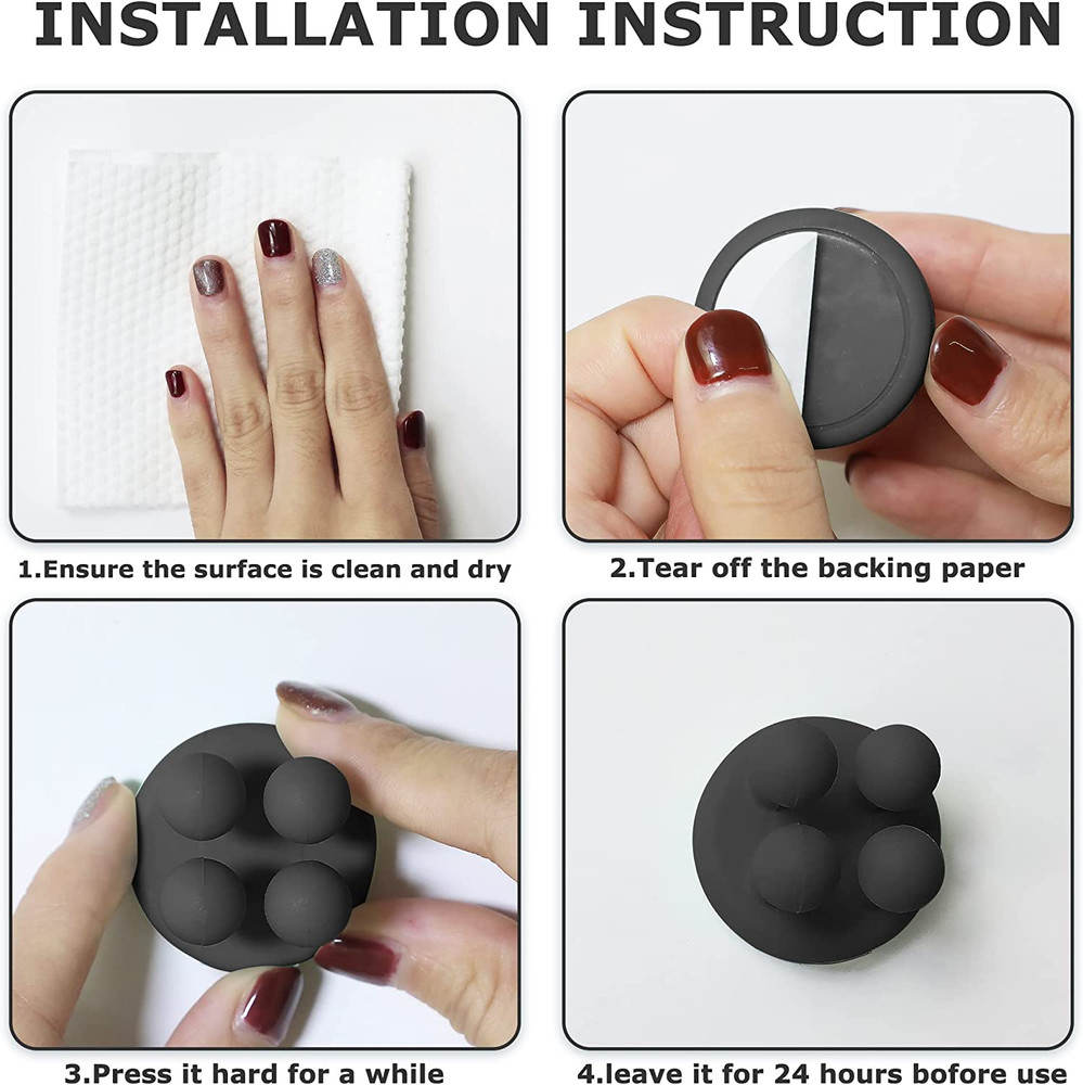 4 Pcs Silicone Toothbrush Holder Multi-Function Hook Waterproof Self Adhesive Si