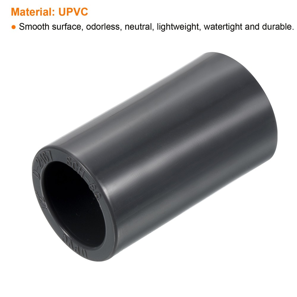 3pcs 1/2" Socket SCH80 UPVC Pipe Fitting Straight Coupling Connector, Grey