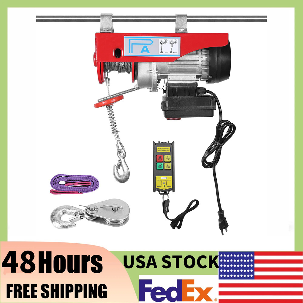880 Lbs Wireless Automatic Electric Cable Hoist 110V for Heavy Lifting,Workshop