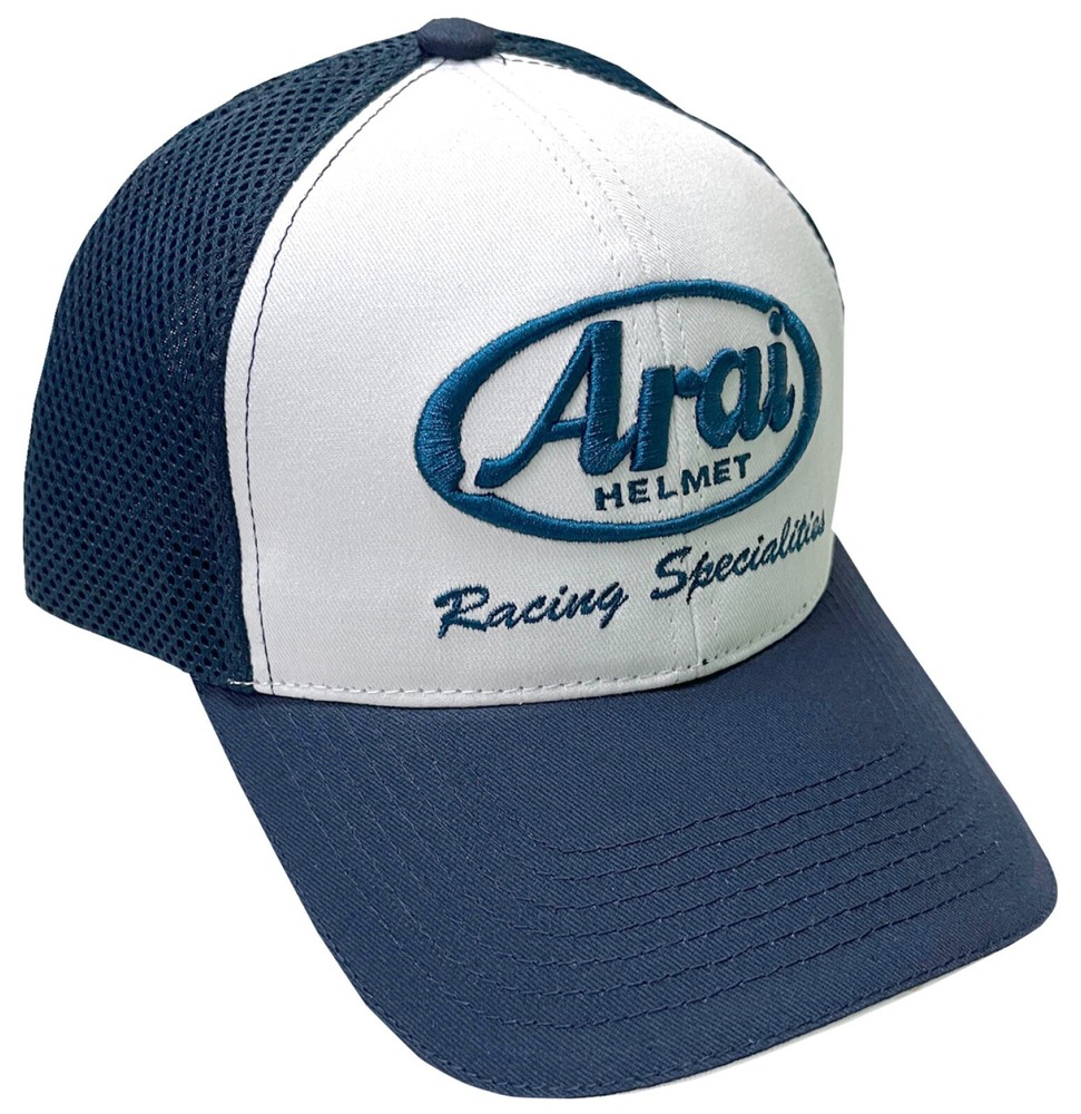 Arai Logo Mesh Snapback Hat Navy Blue