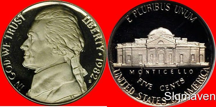 1982 S Jefferson Nickel Deep Cameo Gem Proof