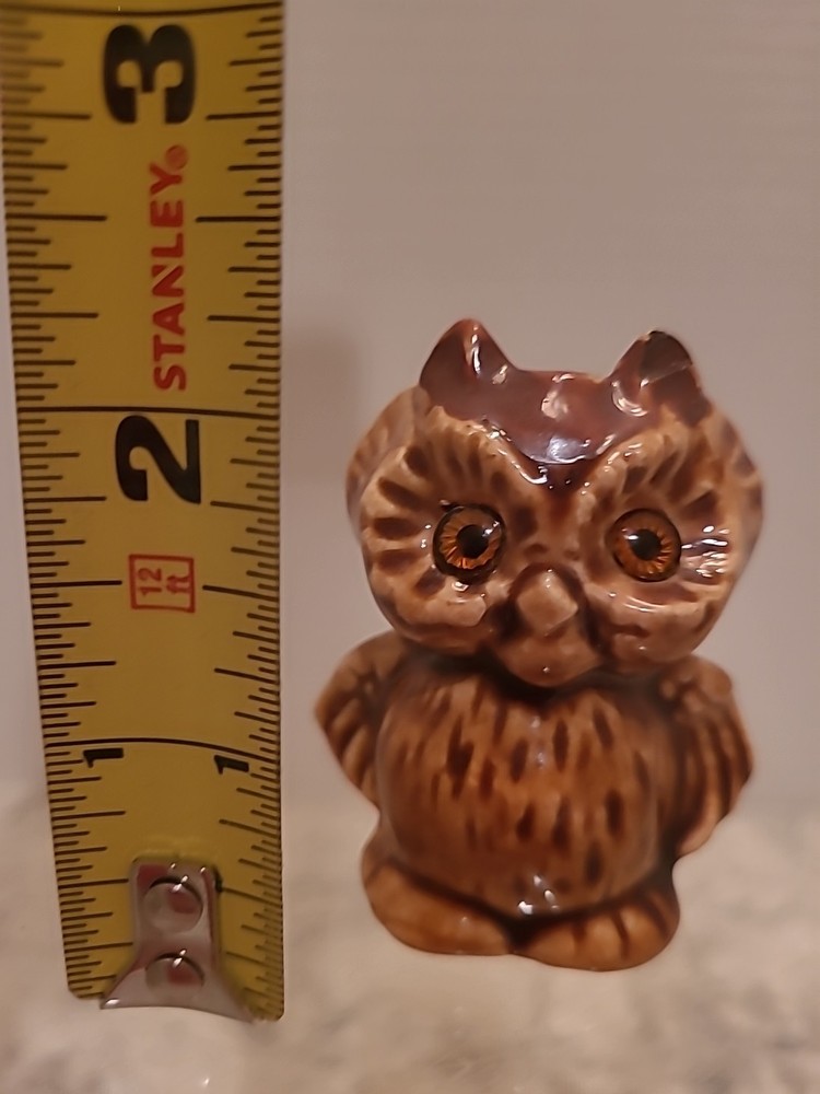 Vintage Macrame Owl Bead Accessory Ceramic Brown