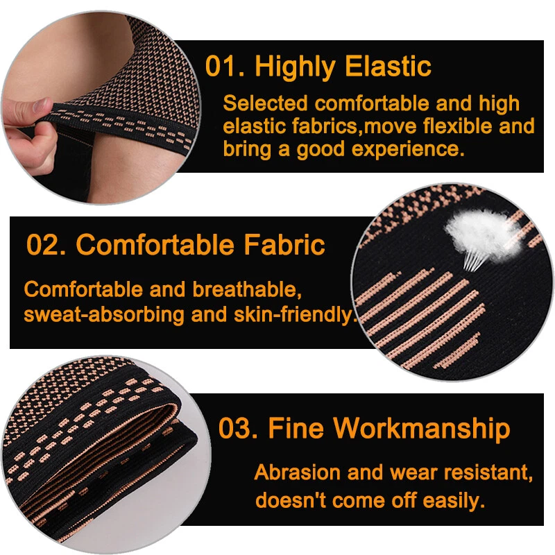 US Copper Elbow Brace Compression Support Sleeve Arthritis Tendonitis Joint Pain