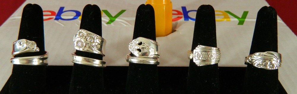 5 Silver Plated Spoon Rings Size 9