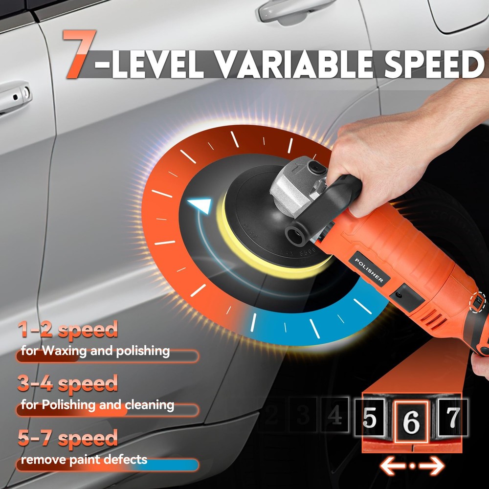 Buffer Polisher, Powerful Buffer Waxer, 7 Variable Speed 1000-3500 RPM,Rotary...