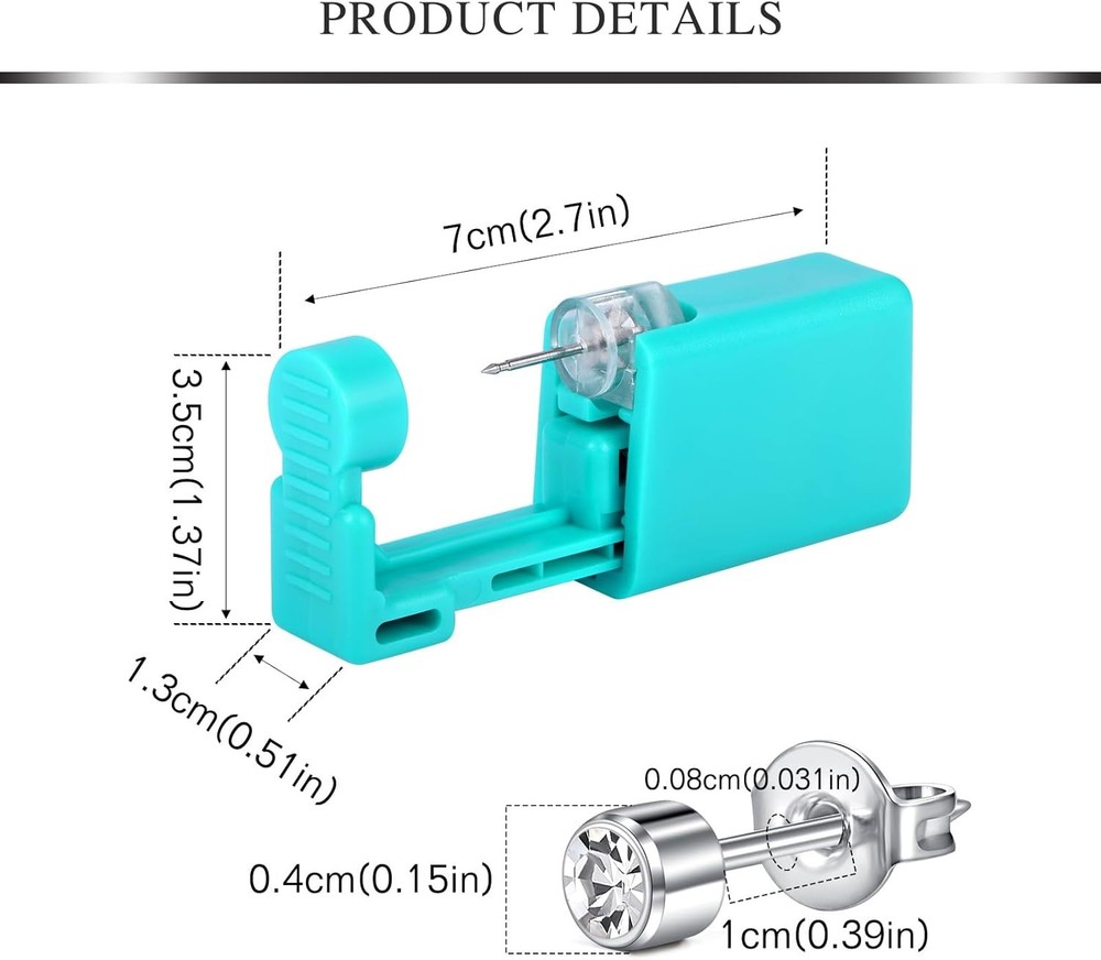 AVYRING Ear Piercing Kit - 2 Pcs Self Ear Piercing Gun with Earring Stud Hypoall