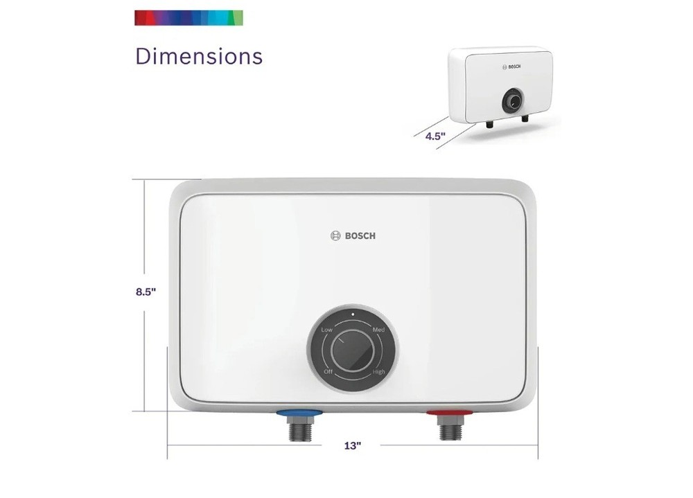 Bosch Thermotechnology Tronic 6100 Electric Tankless Water Heater, 18 kW, White