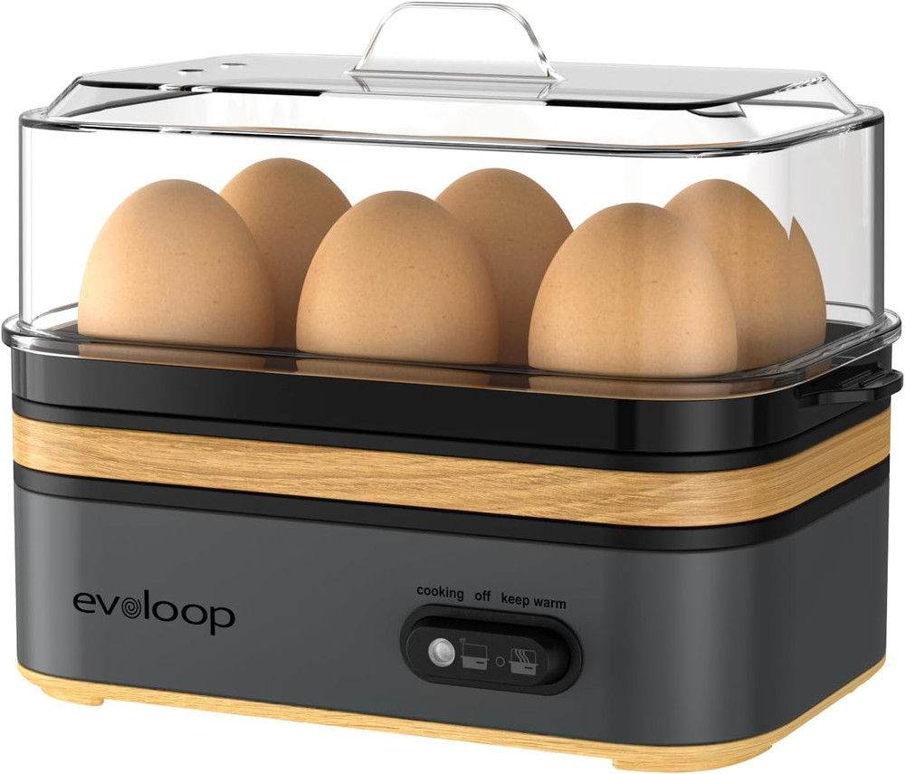 Rapid Egg Cooker Electric 6 Eggs Capacity, Soft, Medium, Hard Boiled, Poacher