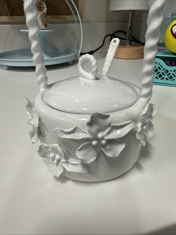 Anthropologie Sugar Container White