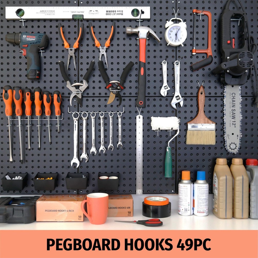 Pegboard Hooks Assortment 49PC, Pegboard Accessories with Pegboard Bins, Gara...