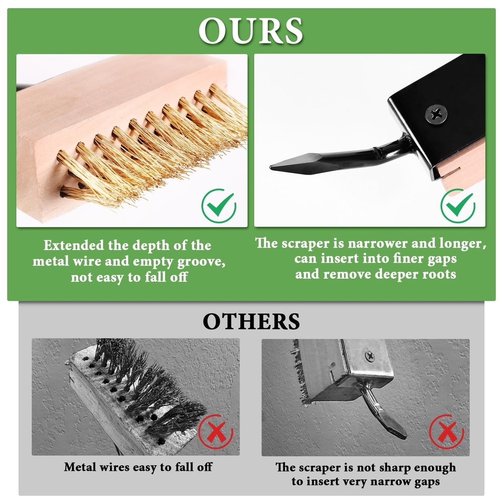 Crack Weeder Tool - Weed Puller Tool with 2 Heads and Scraping Hook, Paver We...